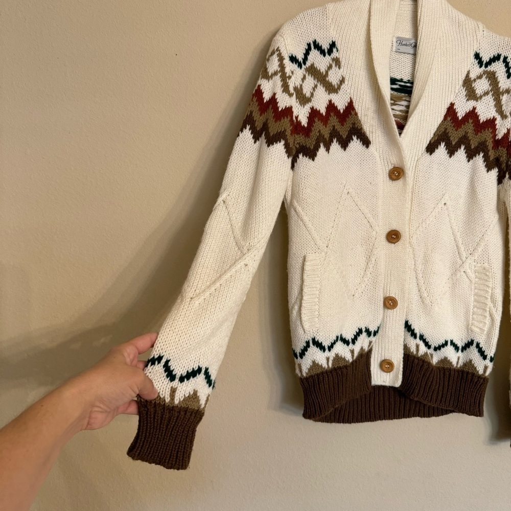VTG Hunter's Glen Knit Cardigan Sweater Boho Western Country Retro Sz L Cottage